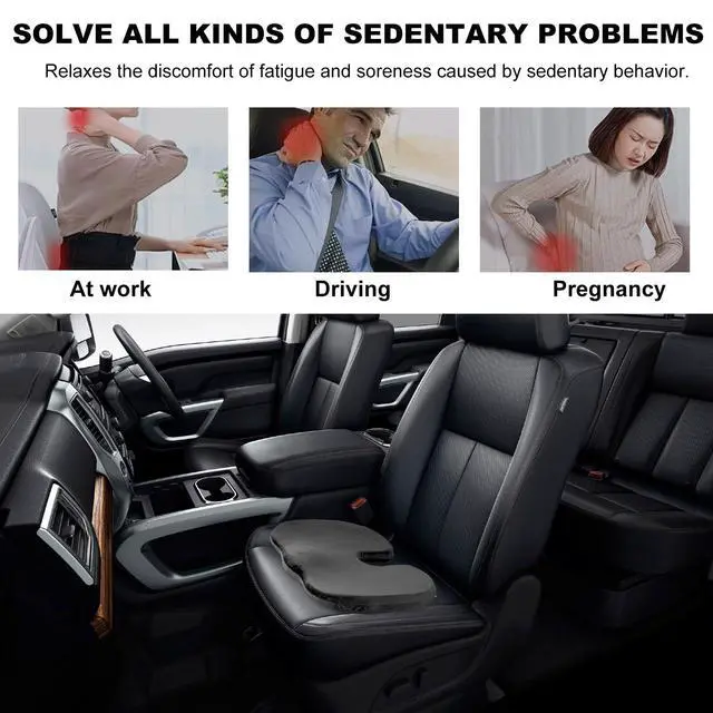 Alt view image 5 of 6 - Memory Foam Seat Chair Cushion, Comfortable Auto Cushions for Long Periods of Sitting, Pregnancy Car Seat Cushion for Back, Coccyx & Sacrum Pain Relief, Car Accessories (Black)