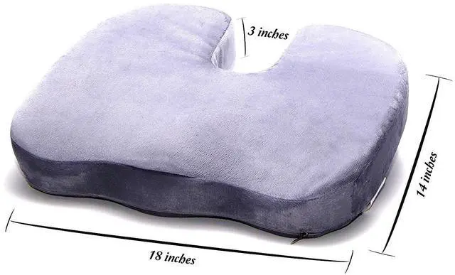 Alt view image 2 of 4 - Coccyx Orthopedic Comfy Pro Memory Foam Seat Cushion for for Home Office Desk Chairs, Auto Seats, Sports Stadium Seats (Grey)