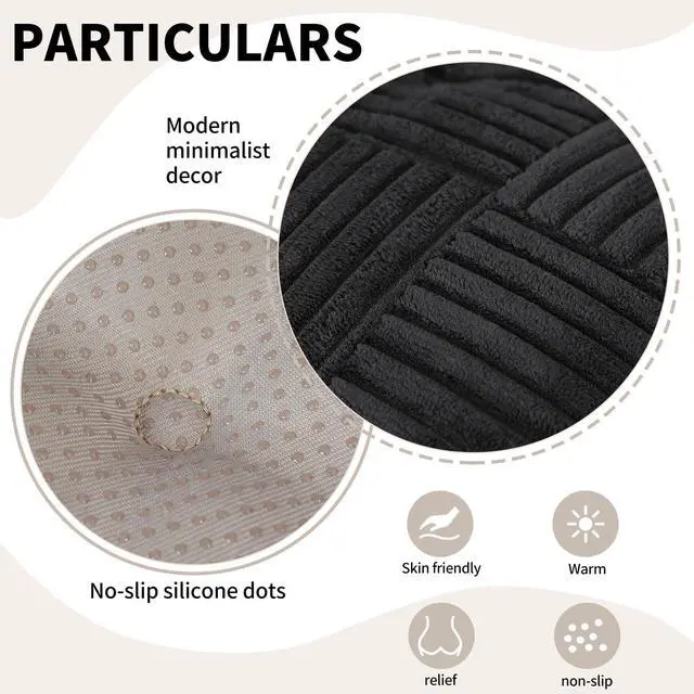 Alt view image 5 of 6 - Office Stacking Chair Cushion with Ties, Corduroy High Density Foam Non-Slip Kitchen Seat Cushion, Square 17" x 17" Indoor Dining Chair Pads, Black, 1 PCS