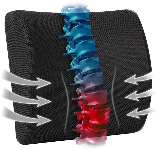 Main image of Lumbar Support Pillow with Air-Cloud Technology, Office Chair Back Cushion, Memory Foam, Black