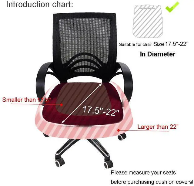 Alt view image 6 of 7 - Stretch Jacquard Office Computer Chair Seat Covers, Removable Washable Anti-dust Desk Chair Seat Cushion Protectors - Black