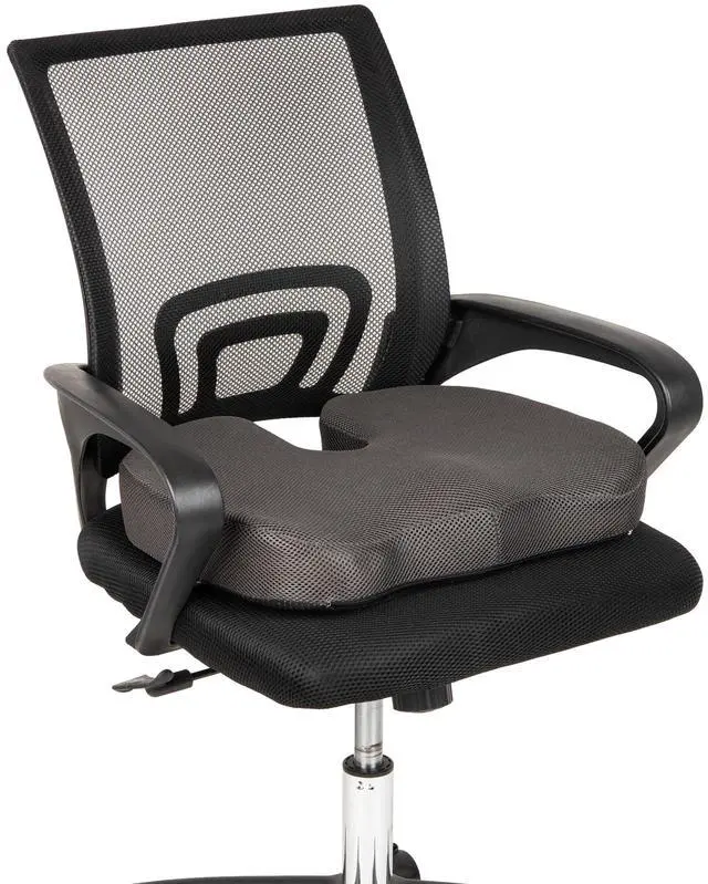 Alt view image 7 of 7 - Memory Foam Seat Cushion with Air-Cloud Technology, Sciatica, Coccyx & Hip Pain Relief, Office, Memory Foam, Gray