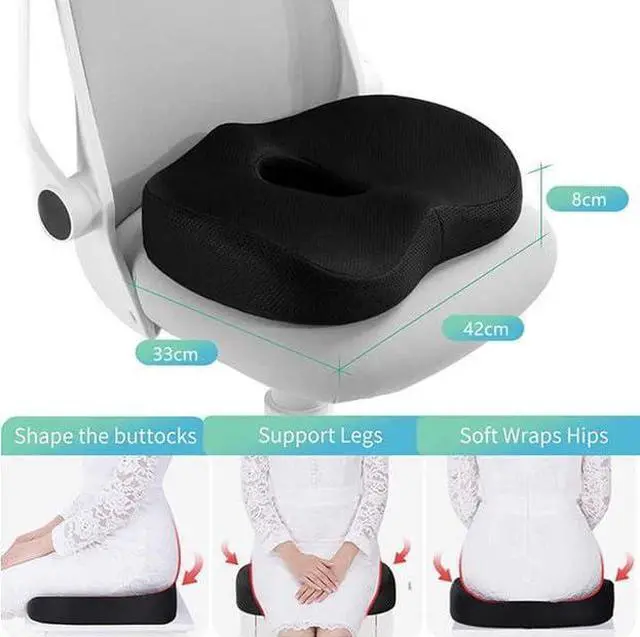 Alt view image 4 of 5 - Orthopedic Seat Cushion for Any Chair Comfort Doctor Recommended for Back Support Pain Relief Stress Solution for Sitting Posture Aid Ergonomic Memory Material Thoughtful Gift