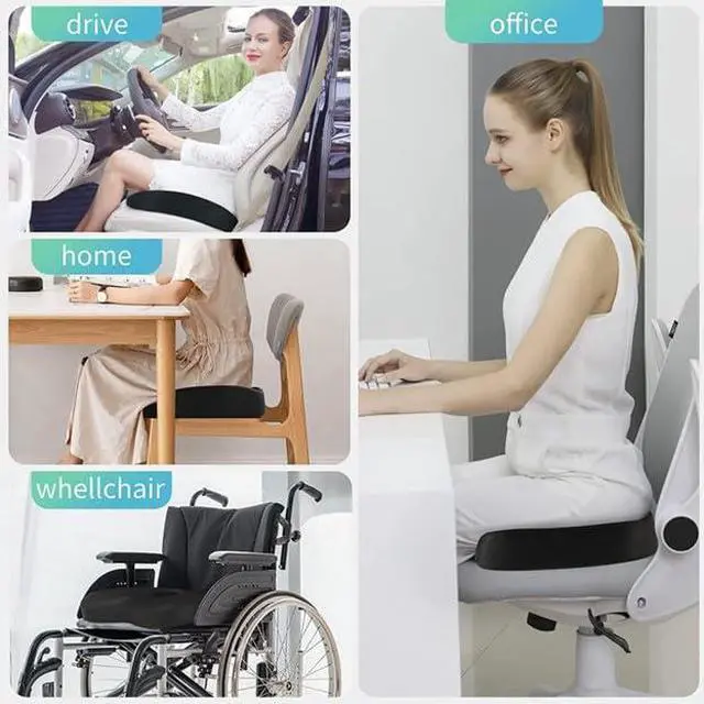 Alt view image 3 of 5 - Orthopedic Seat Cushion for Any Chair Comfort Doctor Recommended for Back Support Pain Relief Stress Solution for Sitting Posture Aid Ergonomic Memory Material Thoughtful Gift