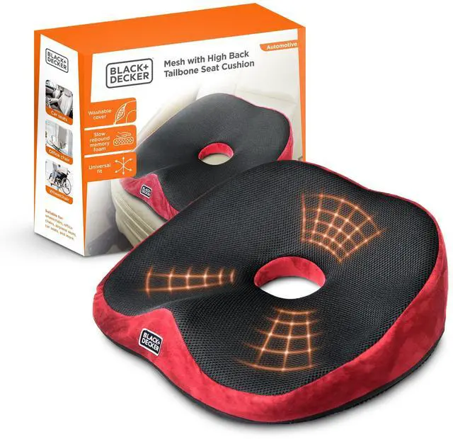 Main image of High Back Tailbone Seat Cushion Memory Foam Chair Cushion for Office, Car, Wheelchair & Airplane Ergonomic, Non Slip, Breathable Mesh, Sciatic Pain Relief, Washable Cover, Purple