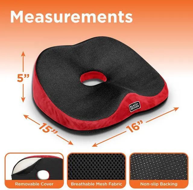 Alt view image 2 of 7 - High Back Tailbone Seat Cushion Memory Foam Chair Cushion for Office, Car, Wheelchair & Airplane Ergonomic, Non Slip, Breathable Mesh, Sciatic Pain Relief, Washable Cover, Purple