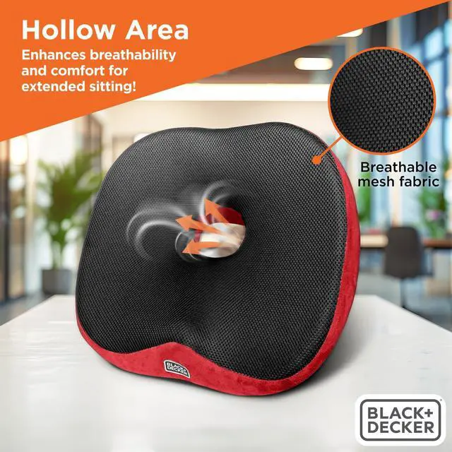 Alt view image 3 of 7 - High Back Tailbone Seat Cushion Memory Foam Chair Cushion for Office, Car, Wheelchair & Airplane Ergonomic, Non Slip, Breathable Mesh, Sciatic Pain Relief, Washable Cover, Purple