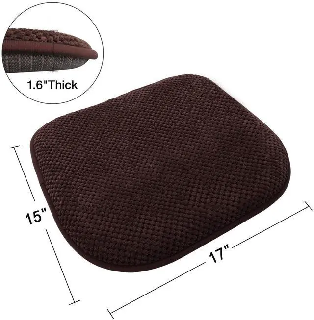Alt view image 2 of 7 - Brown Foam Seat Cushions Kitchen Chairs Pads for Dining Chairs Non Slip Office Seat Cushions Washable U Shaped Soft Thick Large Metal Wooden Chair Cushions,17" x 15"