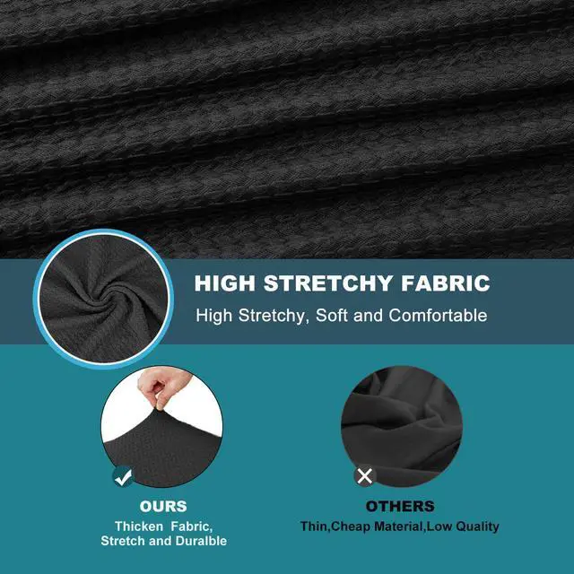 Alt view image 2 of 6 - Large Office Chair Seat Cover Fits 19.726"Stretchable Slipcover for Executive & Gaming Chairs,Washable & Removable,Fits Oversized Cushions,Black (Seat Only, 1PC)