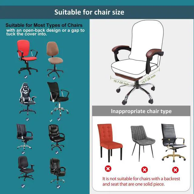 Alt view image 5 of 6 - Large Office Chair Seat Cover Fits 19.726"Stretchable Slipcover for Executive & Gaming Chairs,Washable & Removable,Fits Oversized Cushions,Black (Seat Only, 1PC)