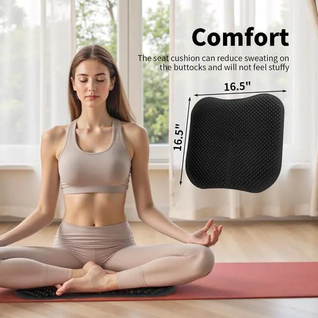 Alt view image 7 of 7 - Ergonomic Silicone Seat Cushion, Black, Pain Relief Support for Office, Car, Wheelchair, Coccyx, Sciatica, Lumbar Support Breathability Seat Cushion