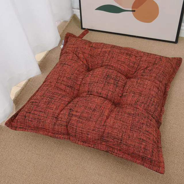Main image of Large Floor Pillow 22", Thickened Bite-Size Memory Foam Square Non-Slip Cushion for Office Back Support/Indoor Yoga/Chair Seat, Fashionable Color-Blocked Fabric & Washable, Red, 1 PCS