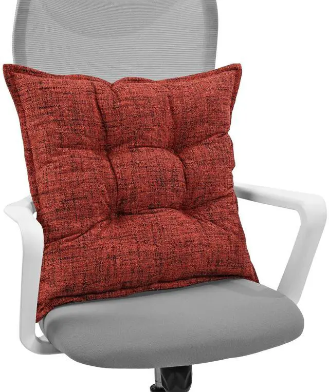 Alt view image 7 of 7 - Large Floor Pillow 22", Thickened Bite-Size Memory Foam Square Non-Slip Cushion for Office Back Support/Indoor Yoga/Chair Seat, Fashionable Color-Blocked Fabric & Washable, Red, 1 PCS
