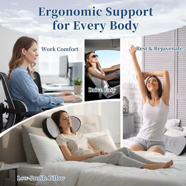 Alt view image 3 of 3 - Lumbar Support Pillow for Office Chair - Lumbar Pillow for Car, Memory Foam Ergonomic Lumbar Support Pillow for Car Back Support for Office Chair Back Support Cushion