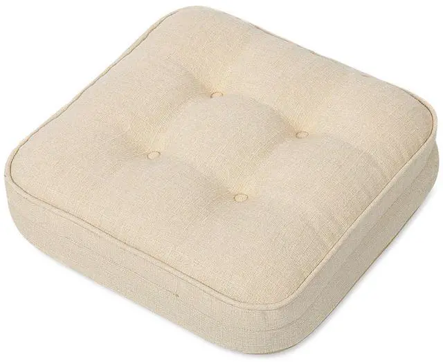 Main image of Chair Cushions,Tufted Shredded Memory Foam Chair Pads, Non-Slip Seat Cushions with Removable Cover, 16'' x 16'', Beige