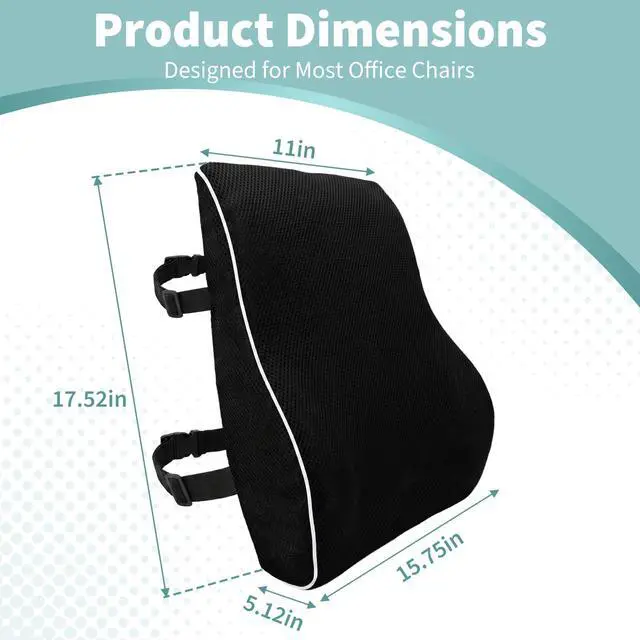 Alt view image 6 of 7 - Lumbar Support Pillow for Office Chair, Back Support Pillow for Chair, Ergonomic Memory Foam Back Support Cushion, with Breathable and Washable Ventilated Mesh Cover, Ideal for Office Chairs