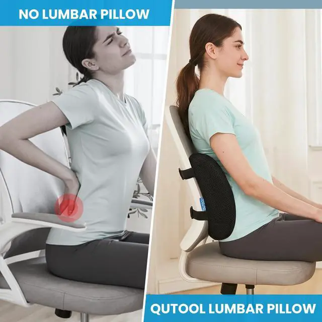 Alt view image 3 of 7 - Lumbar Support Pillow for Office Chair, Office Home Essentials,Gifts for Mom,Dad, Back Support Pillow for Car, Chair Cushions,Back Pain Relief Improve Posture,Mesh Cover Double Adjustable Straps