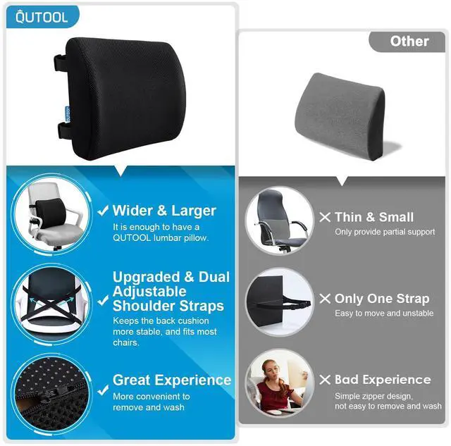 Alt view image 4 of 7 - Lumbar Support Pillow for Office Chair, Office Home Essentials,Gifts for Mom,Dad, Back Support Pillow for Car, Chair Cushions,Back Pain Relief Improve Posture,Mesh Cover Double Adjustable Straps