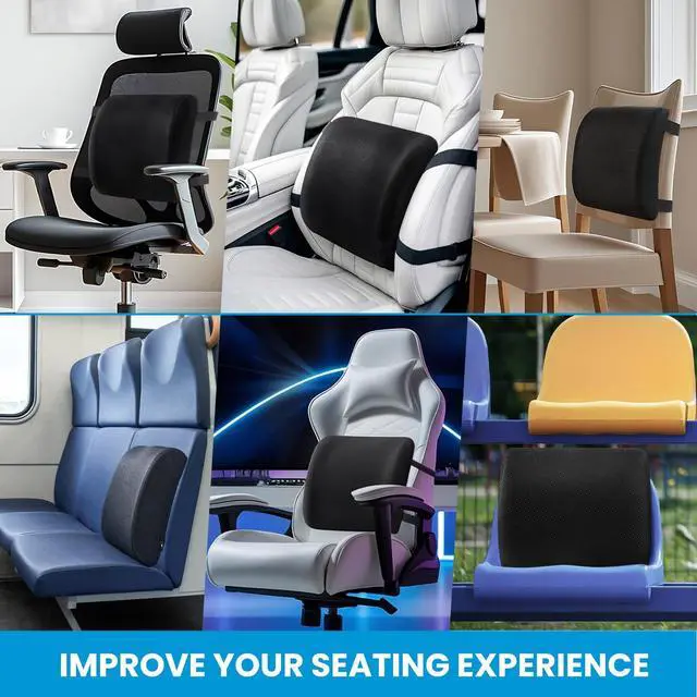 Alt view image 6 of 7 - Lumbar Support Pillow for Office Chair, Office Home Essentials,Gifts for Mom,Dad, Back Support Pillow for Car, Chair Cushions,Back Pain Relief Improve Posture,Mesh Cover Double Adjustable Straps