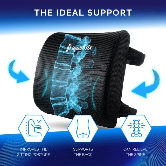 Alt view image 2 of 7 - Ergonomic Lumbar Support Pillow Expertly Designed in Germany Improves Posture & Relieves Back Pain Memory Foam Back Cushion for Office Chair & Couch - Firm (185-300 lbs)