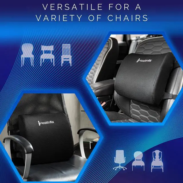 Alt view image 7 of 7 - Ergonomic Lumbar Support Pillow Expertly Designed in Germany Improves Posture & Relieves Back Pain Memory Foam Back Cushion for Office Chair & Couch - Firm (185-300 lbs)