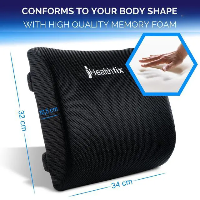 Alt view image 4 of 7 - Ergonomic Lumbar Support Pillow Expertly Designed in Germany Improves Posture & Relieves Back Pain Memory Foam Back Cushion for Office Chair & Couch - Firm (185-300 lbs)