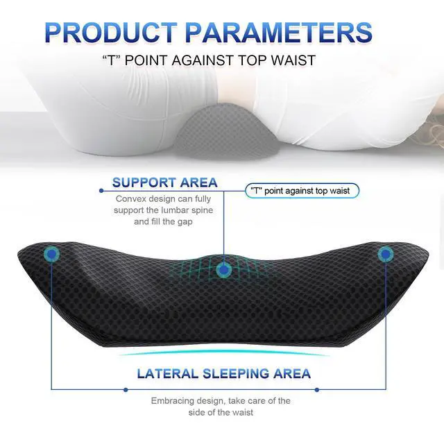 Alt view image 3 of 7 - Lumbar Support Pillow, Ergonomic Back Cushion for Office Chair with Adjustable Straps & Detachable Breathable Cover,Memory Foam Car Lumbar Pillow, Back Support Pillow for Car, Office,Bed Rest(Black)