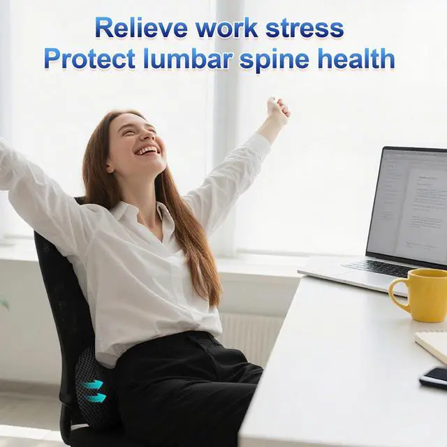 Alt view image 5 of 7 - Lumbar Support Pillow, Ergonomic Back Cushion for Office Chair with Adjustable Straps & Detachable Breathable Cover,Memory Foam Car Lumbar Pillow, Back Support Pillow for Car, Office,Bed Rest(Black)