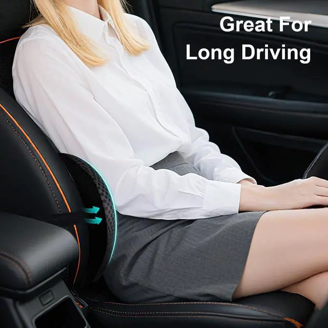 Alt view image 7 of 7 - Lumbar Support Pillow, Ergonomic Back Cushion for Office Chair with Adjustable Straps & Detachable Breathable Cover,Memory Foam Car Lumbar Pillow, Back Support Pillow for Car, Office,Bed Rest(Black)