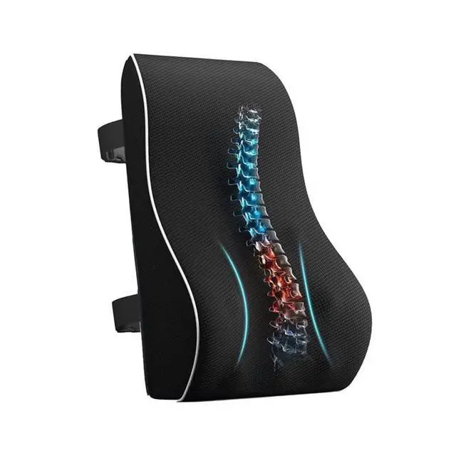 Alt view image 6 of 6 - Lumbar Support Cushion Ergonomic Memory Foam Back Pillow for Office Chair, Car & Wheelchair, Breathable Waist Support for Posture Correction, Pain Relief & Long Sitting, Portable Design