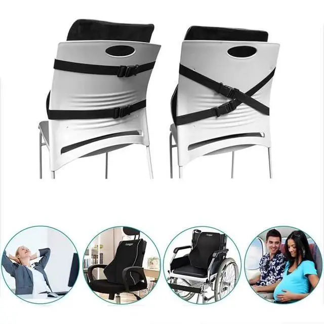 Alt view image 5 of 6 - Lumbar Support Cushion Ergonomic Memory Foam Back Pillow for Office Chair, Car & Wheelchair, Breathable Waist Support for Posture Correction, Pain Relief & Long Sitting, Portable Design