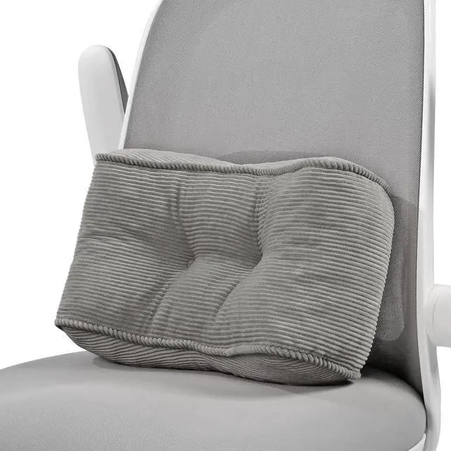 Main image of Lumbar Support Pillow for Study Desk Chair, Bite-Size Natural Latex Foam Back Support Pillow for Lower Back Pain Relief, Soft & Support Corduroy Office Chair Cushion, S, Gray