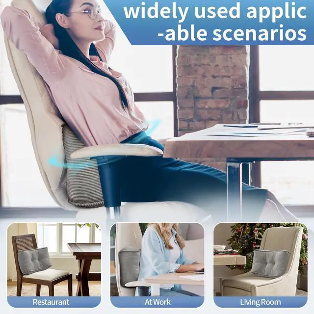 Alt view image 6 of 6 - Lumbar Support Pillow for Study Desk Chair, Bite-Size Natural Latex Foam Back Support Pillow for Lower Back Pain Relief, Soft & Support Corduroy Office Chair Cushion, S, Gray