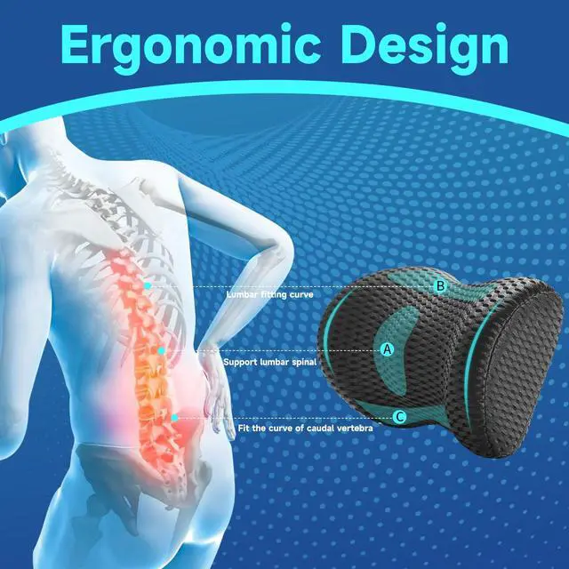 Alt view image 2 of 7 - Lumbar Support Pillow for Office Chair Car Lumbar Pillow,Memory Foam Back Cushion with Breathable 3D Mesh Lumbar Support Orthopedic Backrest for Lower Back Pain Relief Ergonomic, LowerBackSupportBlack