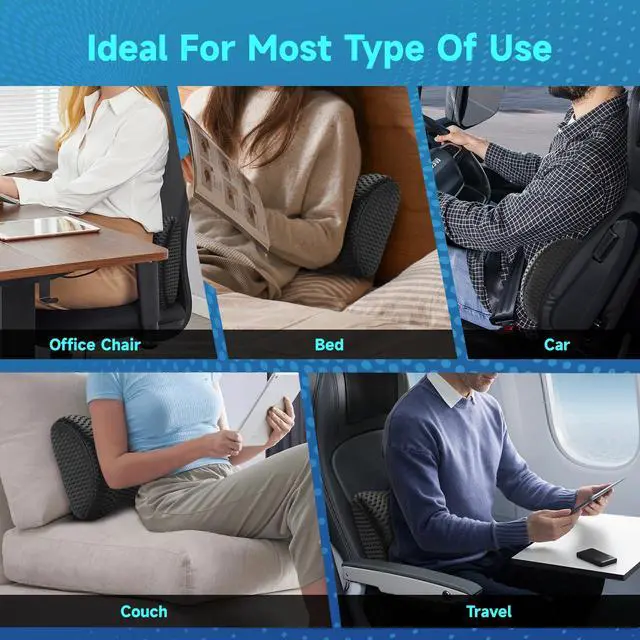 Alt view image 6 of 7 - Lumbar Support Pillow for Office Chair Car Lumbar Pillow,Memory Foam Back Cushion with Breathable 3D Mesh Lumbar Support Orthopedic Backrest for Lower Back Pain Relief Ergonomic, LowerBackSupportBlack