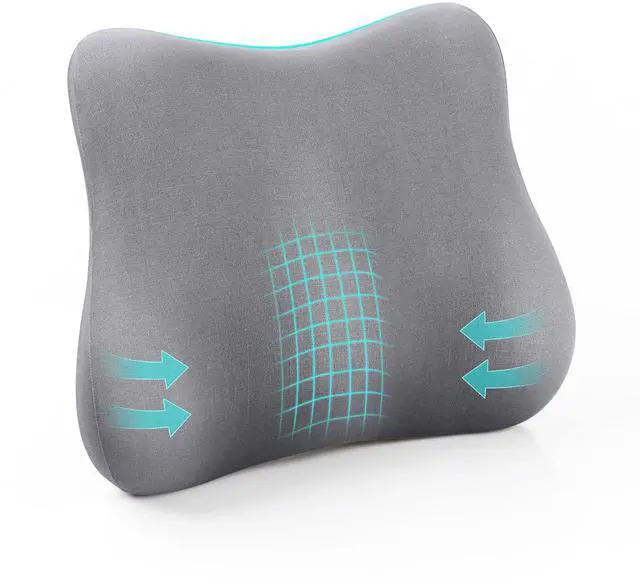 Main image of Lumbar Support Pillow for Office Chair and Car, Memory Foam Back Support Pillow Cushion for Back Pain Relief, Ergonomic Lumbar Chair Pillow for Car, Office, Computer, Gaming Chair (Grey)