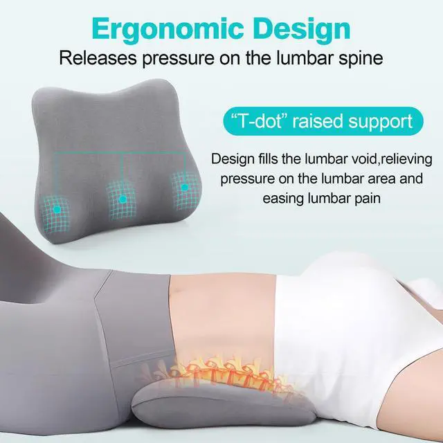 Alt view image 4 of 7 - Lumbar Support Pillow for Office Chair and Car, Memory Foam Back Support Pillow Cushion for Back Pain Relief, Ergonomic Lumbar Chair Pillow for Car, Office, Computer, Gaming Chair (Grey)