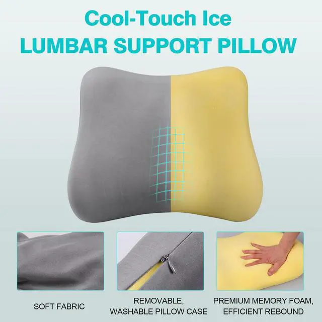 Alt view image 6 of 7 - Lumbar Support Pillow for Office Chair and Car, Memory Foam Back Support Pillow Cushion for Back Pain Relief, Ergonomic Lumbar Chair Pillow for Car, Office, Computer, Gaming Chair (Grey)