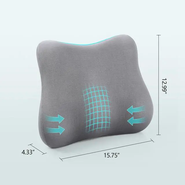 Alt view image 7 of 7 - Lumbar Support Pillow for Office Chair and Car, Memory Foam Back Support Pillow Cushion for Back Pain Relief, Ergonomic Lumbar Chair Pillow for Car, Office, Computer, Gaming Chair (Grey)