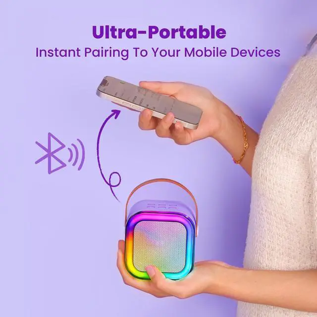 Alt view image 7 of 7 - Mini Karaoke Machine for Kids, 2026 TOP Toys Birthday Gifts Ideas for Girls Ages 4, 5, 6, 7, 8, 9, 10, 12+ Years Old, Portable MP3 Player with 2 Wireless Mics for Family Home Party