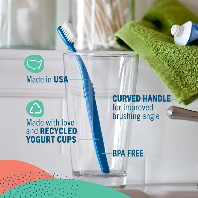 Alt view image 5 of 7 - Eco Friendly Adult Toothbrushes, Made in The USA from Recycled Plastic, Lightweight Paper Packaging, Ultra Soft Bristles, Colors Vary, 3 Count