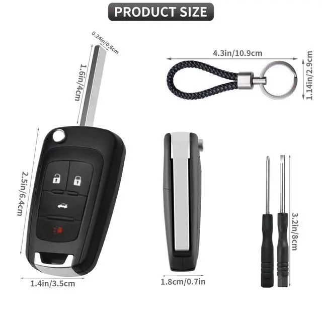 Alt view image 6 of 7 - 2 Pack Flip Key Fob Case Shell Replacement 4 Button for Chevy Cruze Equinox Camaro Impala Malibu Sonic Buick Regal Verano Encore Lacrosse GMC Terrain 2010 2011 2012 2013 2014 2015 2016 2017 2018 2019