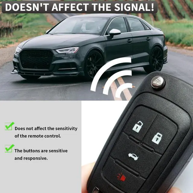 Alt view image 7 of 7 - 2 Pack Flip Key Fob Case Shell Replacement 4 Button for Chevy Cruze Equinox Camaro Impala Malibu Sonic Buick Regal Verano Encore Lacrosse GMC Terrain 2010 2011 2012 2013 2014 2015 2016 2017 2018 2019
