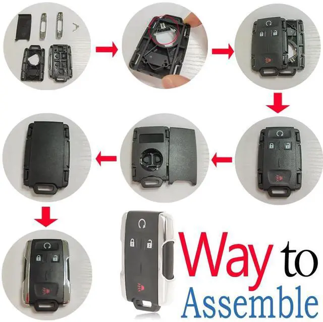 Alt view image 5 of 7 - Key Fob Shell Case Replacement for Chevy Colorado Silverado GMC Canyon Sierra 2014 2015 2016 2017 2018 2019 2020 2021 2022 2023 Keyless Entry Remote Control 4Buttons Cover M3N-32337100