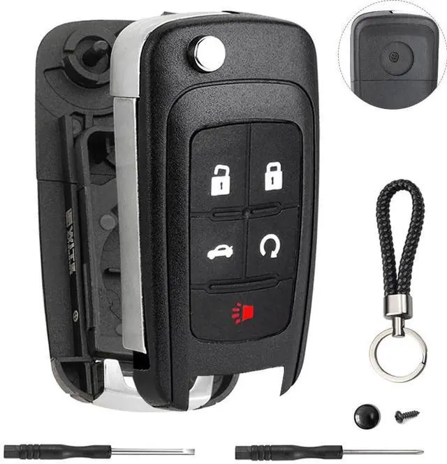 Main image of 5 Button Key Fob Shell Replacement for Chevy Cruze Camaro Impala Equinox GMC Terrain Buick Regal Lacrosse 2017 2016 2015 2014 2013 2012 2011 2010 OHT01060512 Keyless Entry Remote Flip Car Key Fob Case