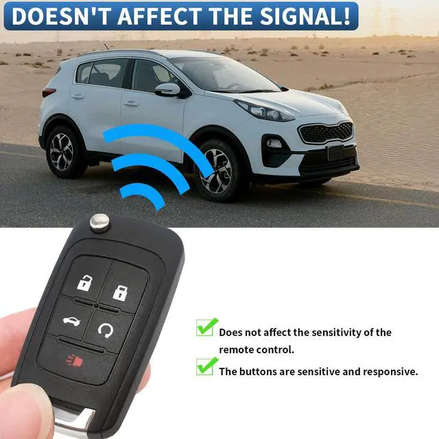 Alt view image 7 of 7 - 5 Button Key Fob Shell Replacement for Chevy Cruze Camaro Impala Equinox GMC Terrain Buick Regal Lacrosse 2017 2016 2015 2014 2013 2012 2011 2010 OHT01060512 Keyless Entry Remote Flip Car Key Fob Case