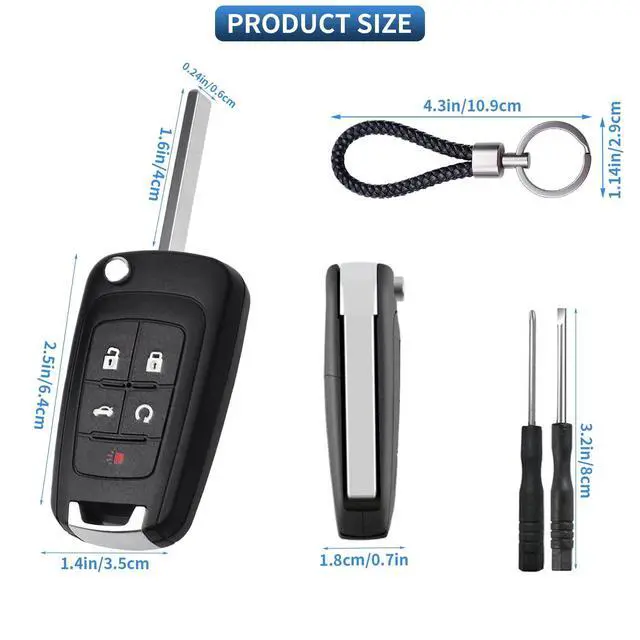 Alt view image 6 of 7 - 5 Button Key Fob Shell Replacement for Chevy Cruze Camaro Impala Equinox GMC Terrain Buick Regal Lacrosse 2017 2016 2015 2014 2013 2012 2011 2010 OHT01060512 Keyless Entry Remote Flip Car Key Fob Case