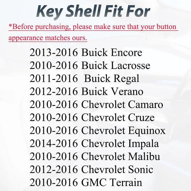 Alt view image 2 of 6 - Folding Flip Key Fob Shell Case fit for Chevy Cruze Malibu Camaro Equinox Equinox Sonic GMC Terrain Buick 2010 2011 2012 2013 2014 2015 2016 Keyless Entry Key Fob Cover Replacement