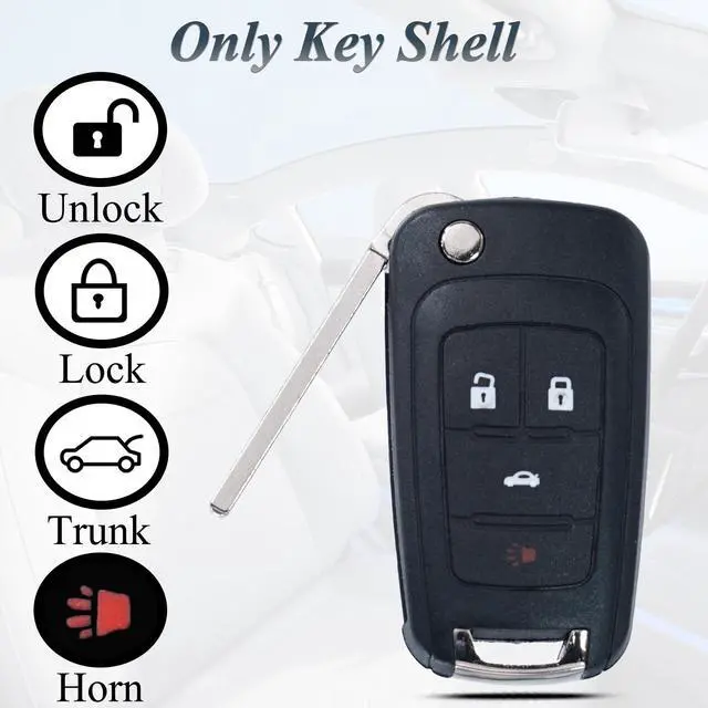 Alt view image 5 of 6 - Folding Flip Key Fob Shell Case fit for Chevy Cruze Malibu Camaro Equinox Equinox Sonic GMC Terrain Buick 2010 2011 2012 2013 2014 2015 2016 Keyless Entry Key Fob Cover Replacement