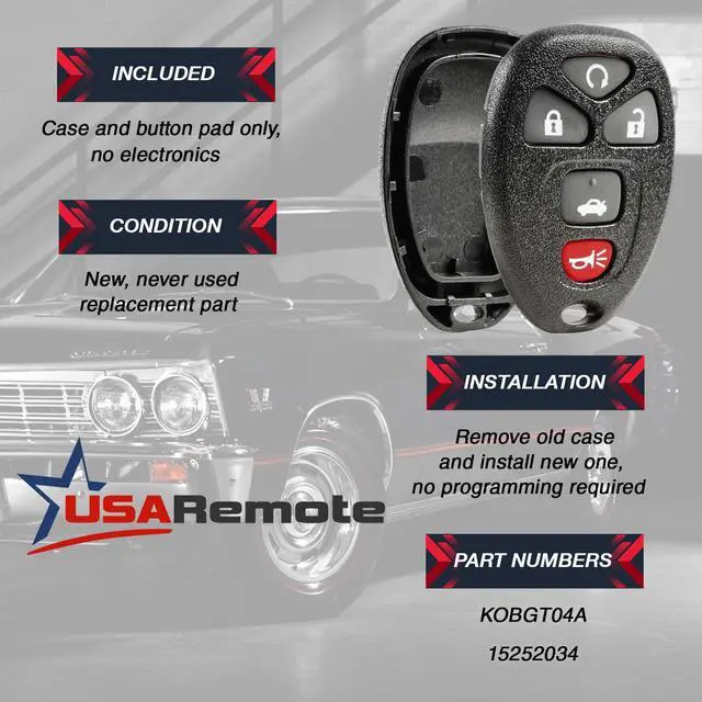 Alt view image 3 of 6 - fits Part # 22733524 Shell Case & Pad Key Fob Keyless Entry Remote (No Electronics)